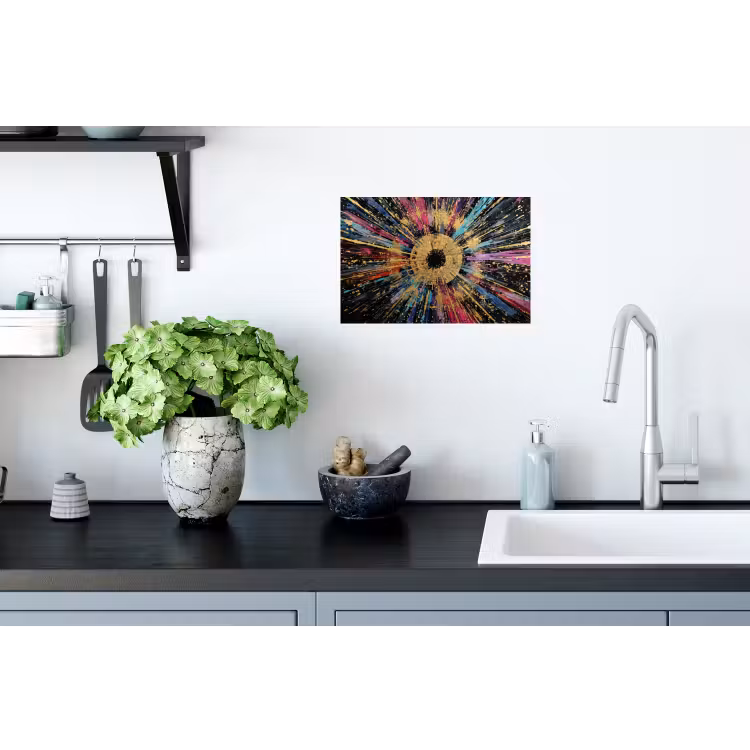 Explosie - Goud - Kleurrijk - Abstract Muursticker klein -keuken