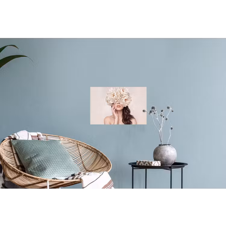 Gezicht - Pioenrozen - Crème Muursticker klein -plant