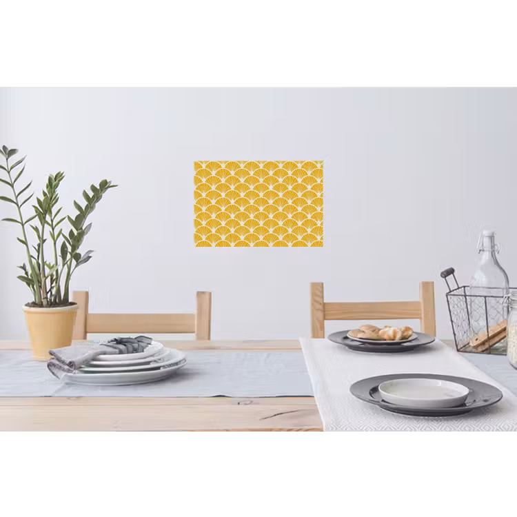 Waaiers - Art Deco - Retro - Okergeel Muursticker klein 286 -eettafel