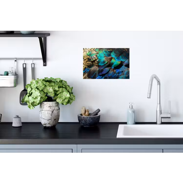 Veren - Pauwveren - Pauw Muursticker klein -keuken