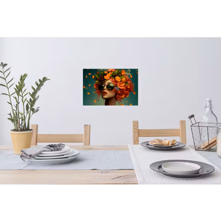 Vrouw - Sinaasappel - Bessen - Oranje Muursticker klein -eettafel