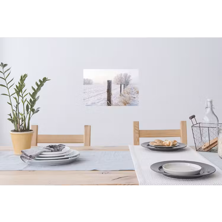Hek - Sneeuw - Mist - Platteland - Nostalgisch Muursticker klein -eettafel