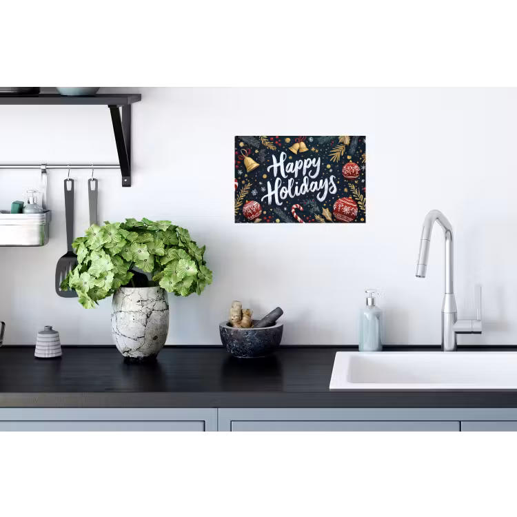 Feestelijk - Kerstgroet - Kleurrijk Muursticker klein -keuken