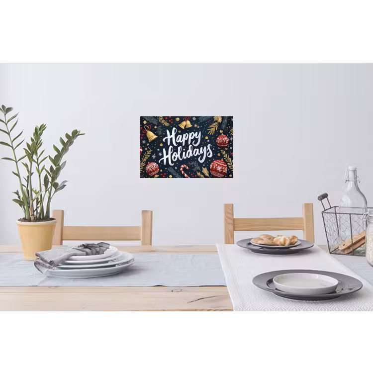 Feestelijk - Kerstgroet - Kleurrijk Muursticker klein -eettafel