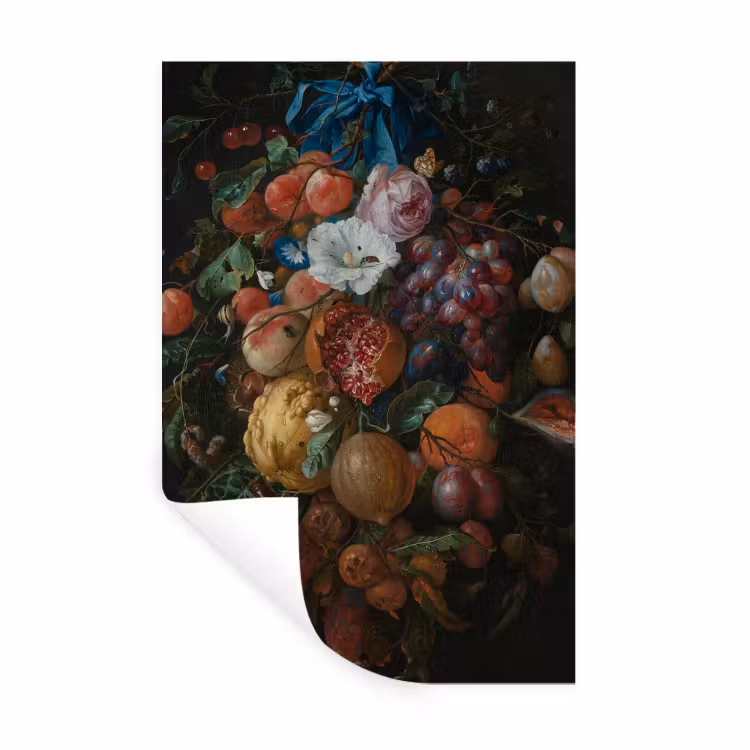 Festoen van vruchten en bloemen - Schilderij van Jan Davidsz. de Heem Muursticker klein -3d