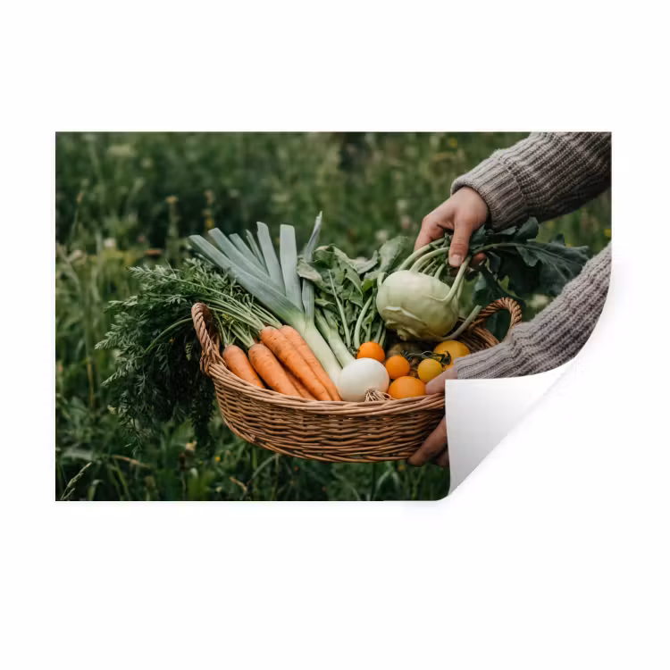 Veld - Groenten - Biologisch - Oogst Muursticker klein -3d