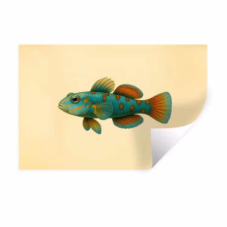 Vis - Blauw - Stippen - Schubben Muursticker klein -3d