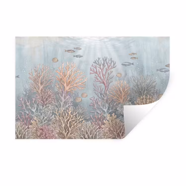 Vis - Koraal - Oceaan - Illustratie - Onderwater Muursticker klein -3d