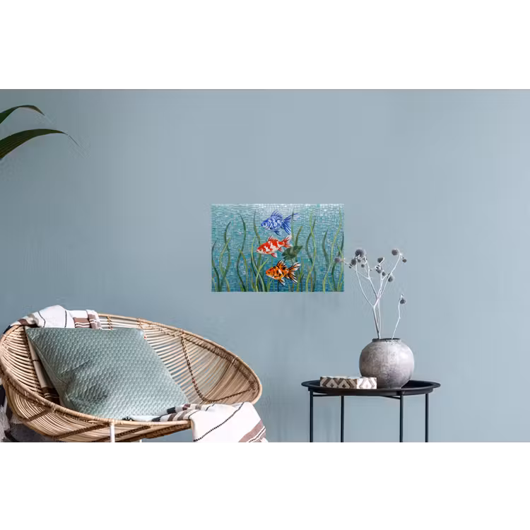 Vis - Mozaïek - Onderwater - Kleurrijk - Dieren Muursticker klein -plant