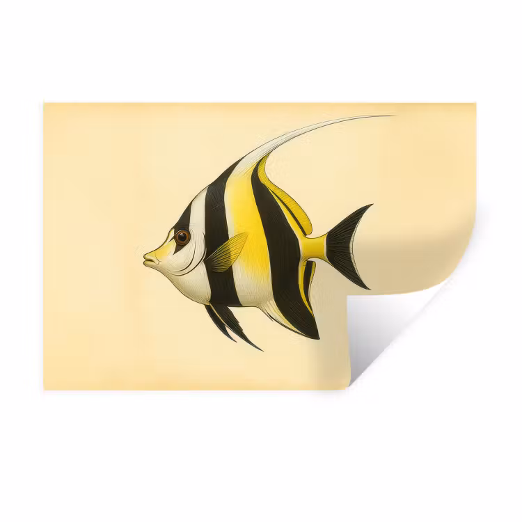 Vis - Sierlijk - Rugvin - Geel Muursticker klein -3d