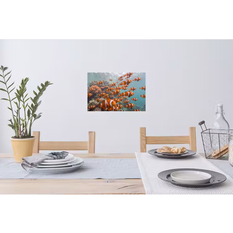 Vis - School - Onderwater - Dieren - Oranje Muursticker klein -eettafel