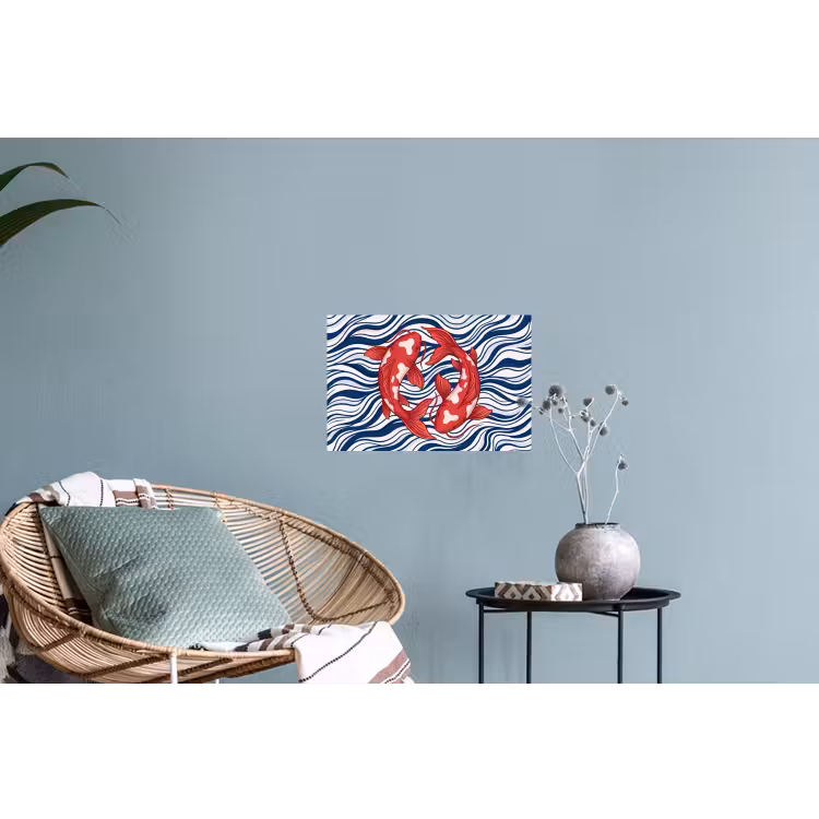 Vis - Water - Natuur - Illustratie - Rood Muursticker klein -plant