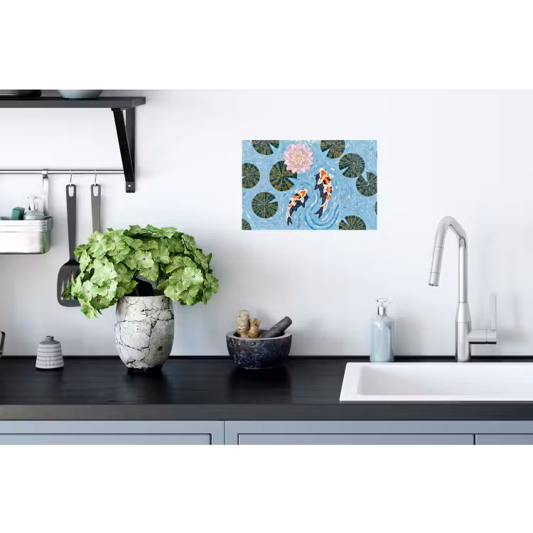 Vis - Water - Natuur - Mozaïek - Blauw Muursticker klein -keuken