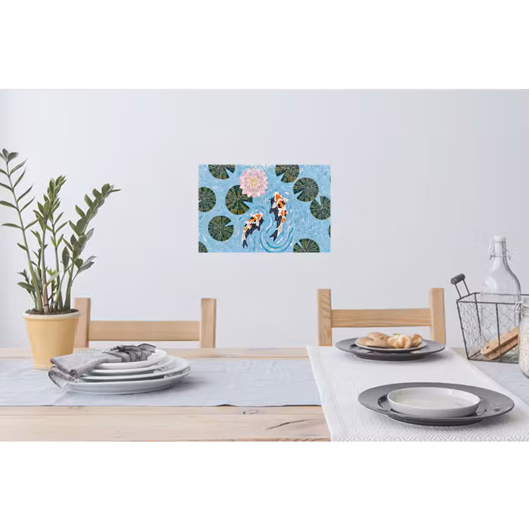Vis - Water - Natuur - Mozaïek - Blauw Muursticker klein -eettafel