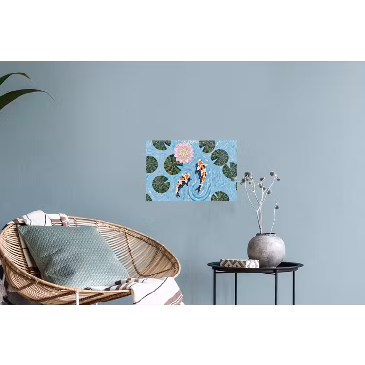 Vis - Water - Natuur - Mozaïek - Blauw Muursticker klein -plant