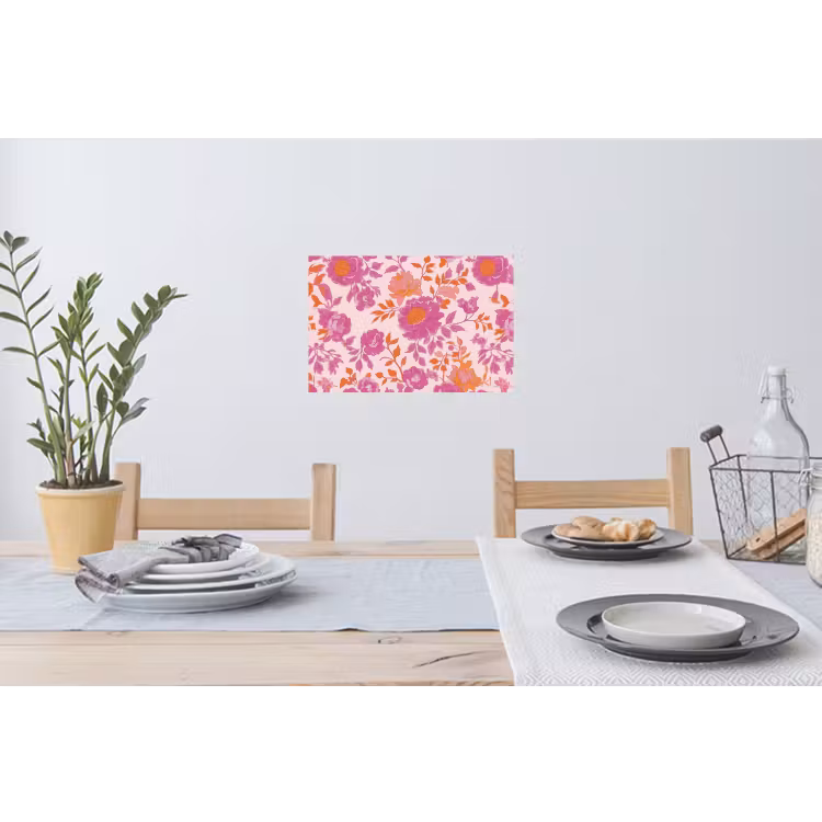 Bloemenpatroon - Roze - Oranje - Bloemen Muursticker klein -eettafel