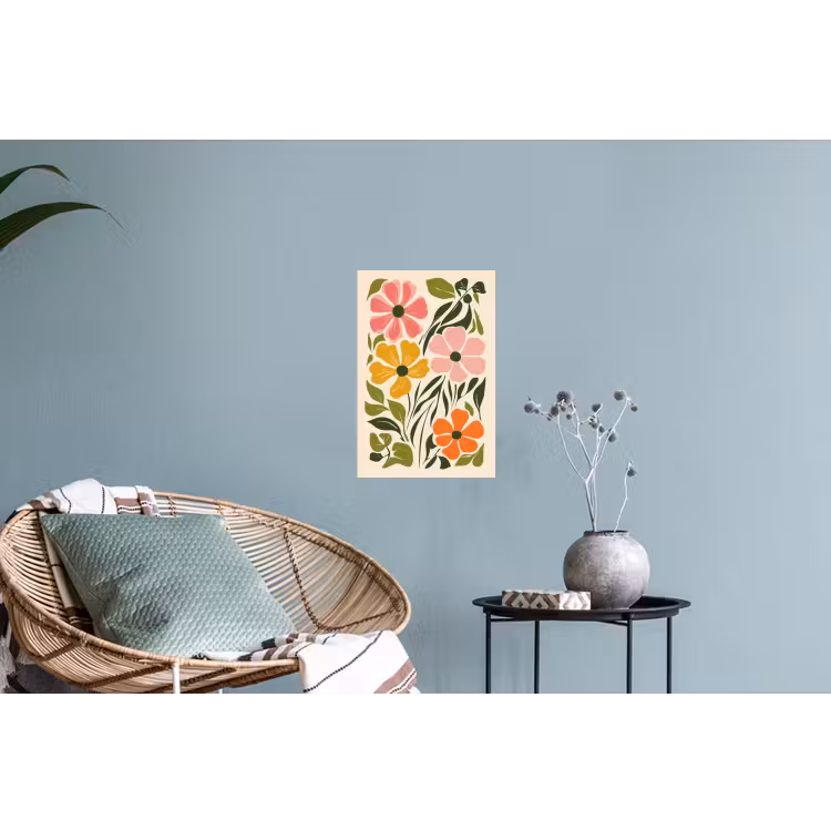 Bloemen - Speels - Kleurrijk Muursticker klein -plant