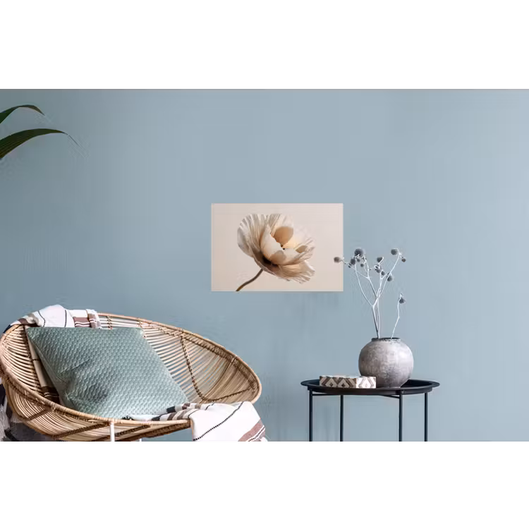Bloem - Beige - Crème Muursticker klein -plant