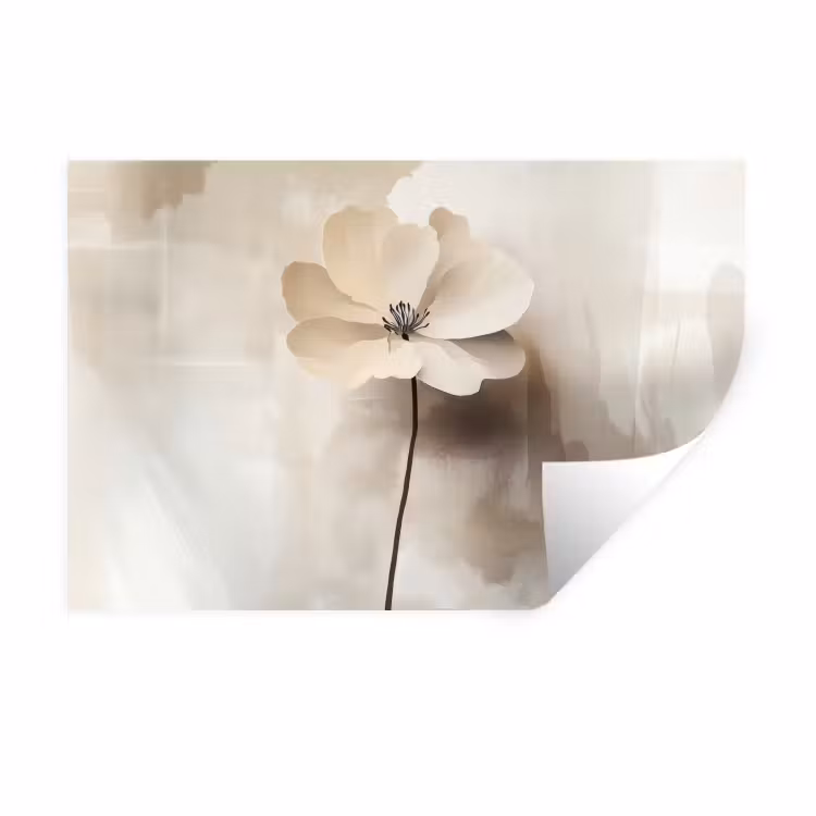 Bloem - Beige - Verf - Schaduw Muursticker klein -3d