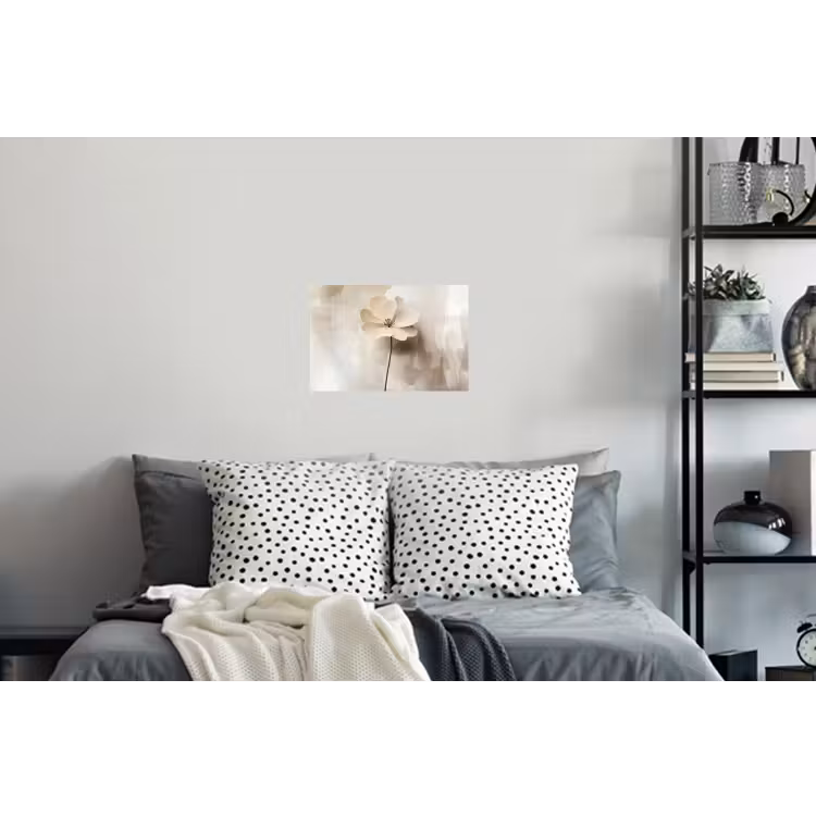 Bloem - Beige - Verf - Schaduw Muursticker klein -slaapkamer