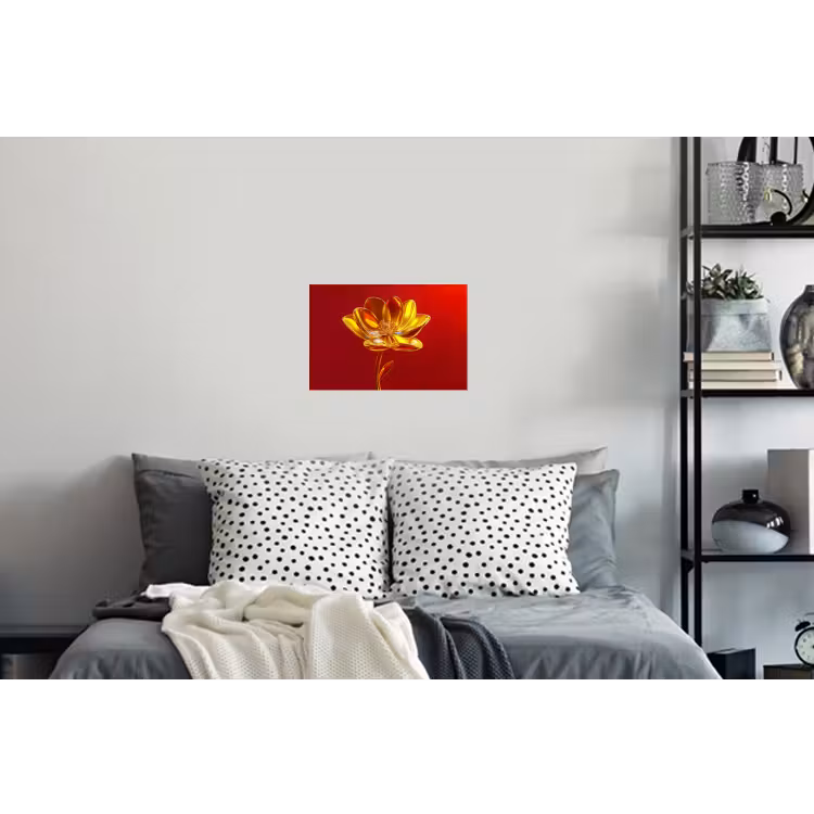 Bloem - Goud - Glazen Muursticker klein -slaapkamer