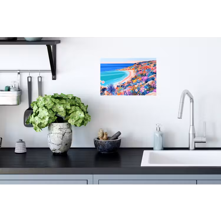 Bloemenweide - Zee - Zomers Muursticker klein -keuken
