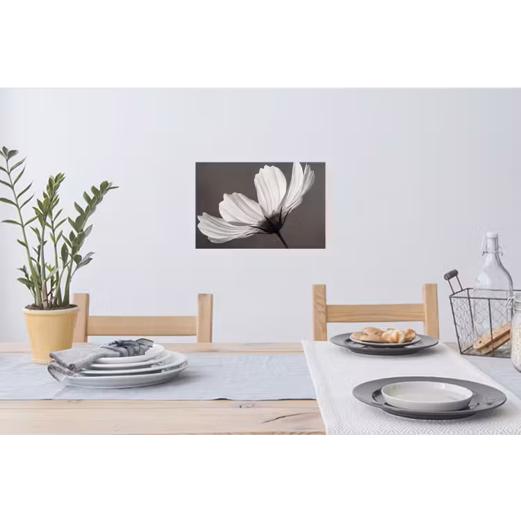 Bloem - Minimalistisch - Zwart - Wit Muursticker klein -eettafel