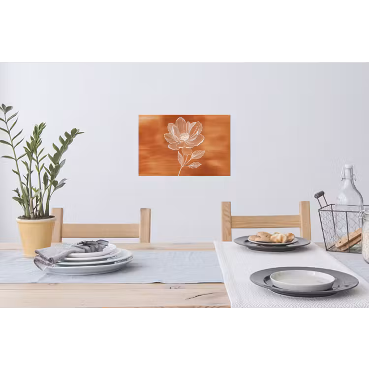 Bloem - Minimalistisch - Wit Muursticker klein -eettafel