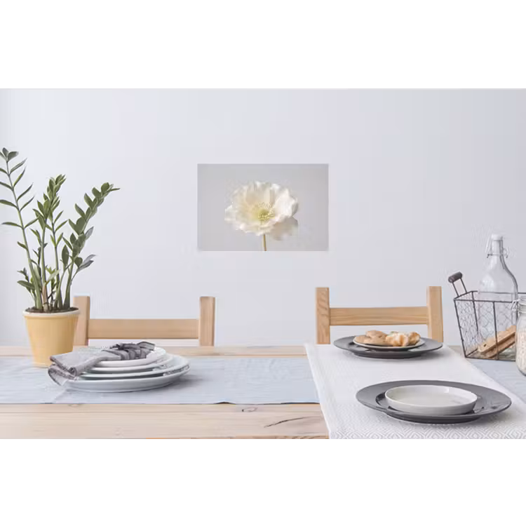 Bloem - Minimalistisch -Wit Muursticker klein -eettafel