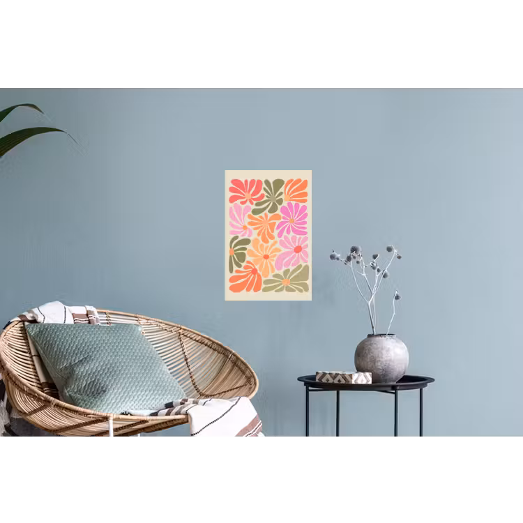 Bloemvormen - Retro - Kleurrijk Muursticker klein -plant