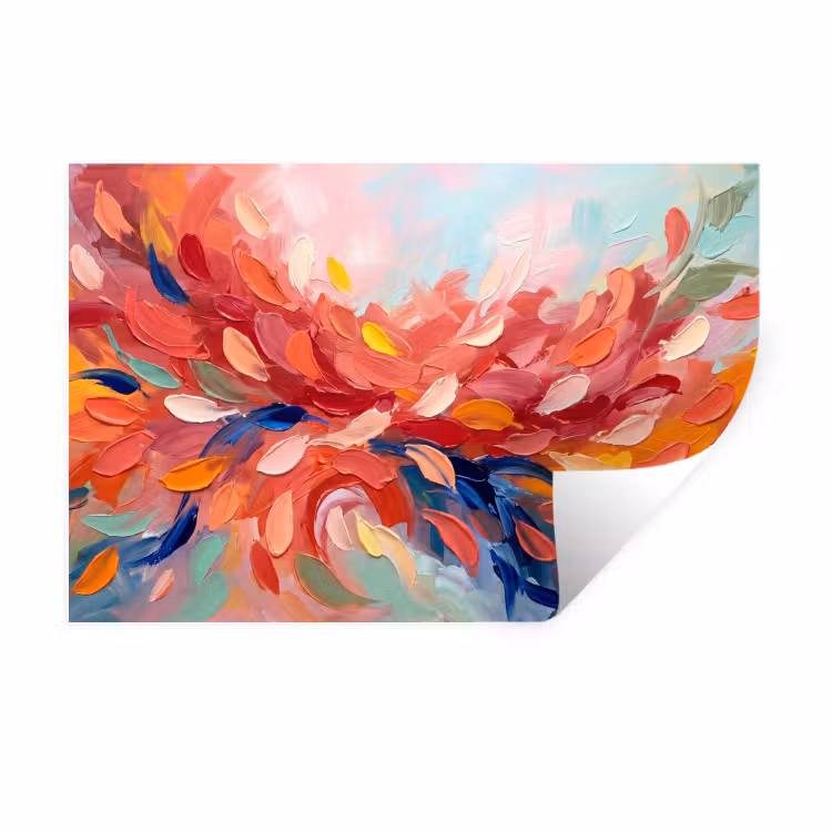 Bloemen - Abstract - Kunst - Modern Muursticker klein -3d