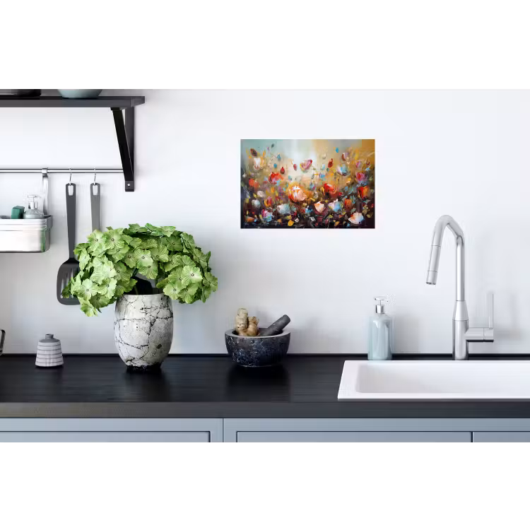 Bloemen - Kunst - Natuur - Olieverf Muursticker klein -keuken