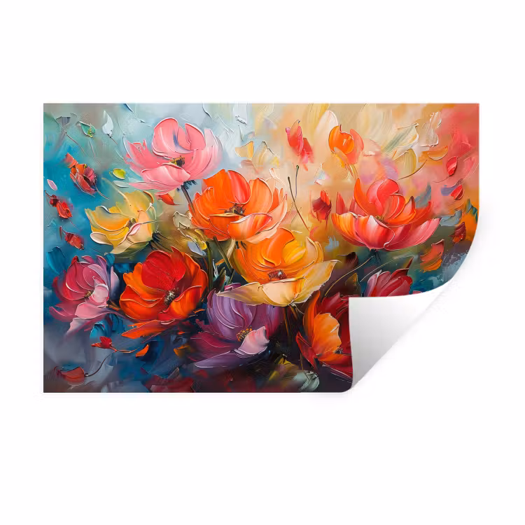 Bloemen - Kunst - Watercolor - Botanisch Muursticker klein -3d
