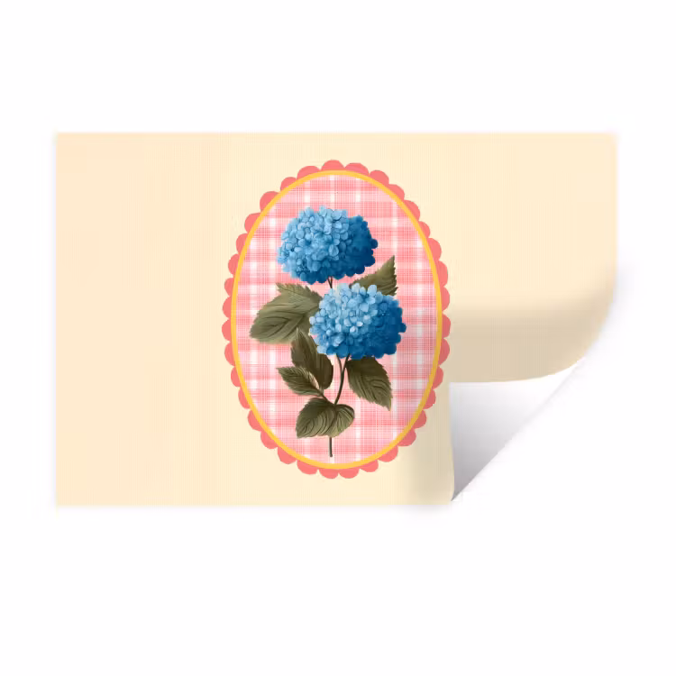 Bloemen - Blauw - Lijst - Bladeren Muursticker klein -3d