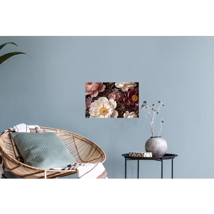 Bloemen - Boeket - Klassiek - Donker - Rood Muursticker klein -plant