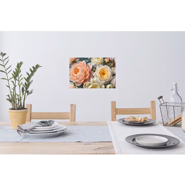Bloemen - Boeket - Natuur - Klassiek - Kleurrijk Muursticker klein -eettafel
