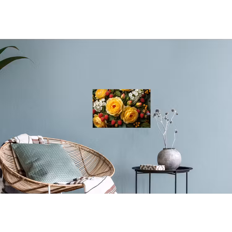 Bloemen - Boeket - Natuur - Klassiek - Geel Muursticker klein -plant