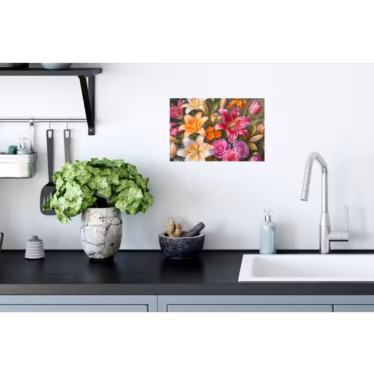Bloemen - Boeket - Natuur - Kleurrijk - Modern Muursticker klein -keuken