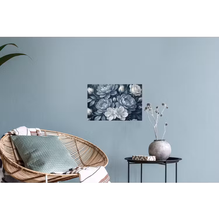 Bloemen - Boeket - Winter - Abstract - Blauw Muursticker klein -plant