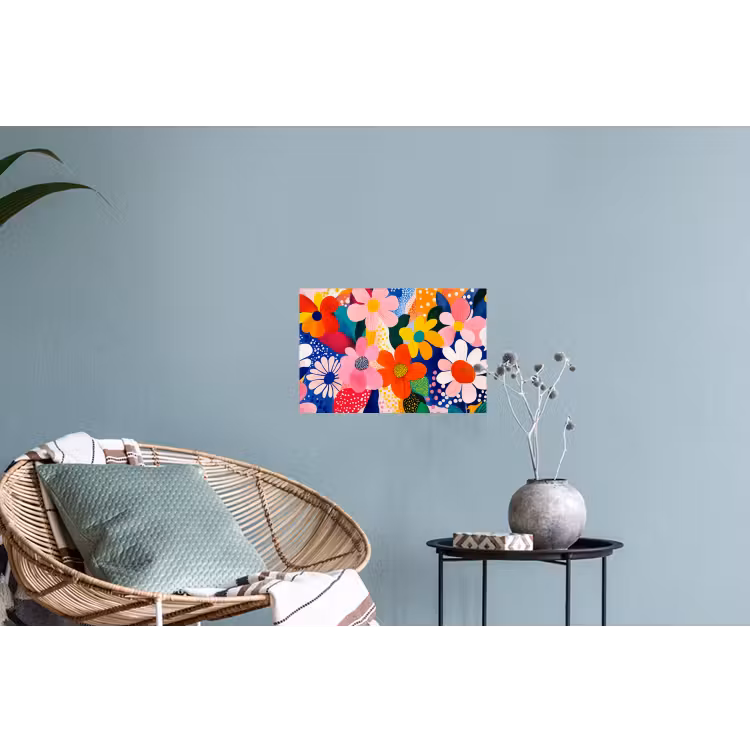 Bloemen - Kleurrijk - Stippen Muursticker klein -plant