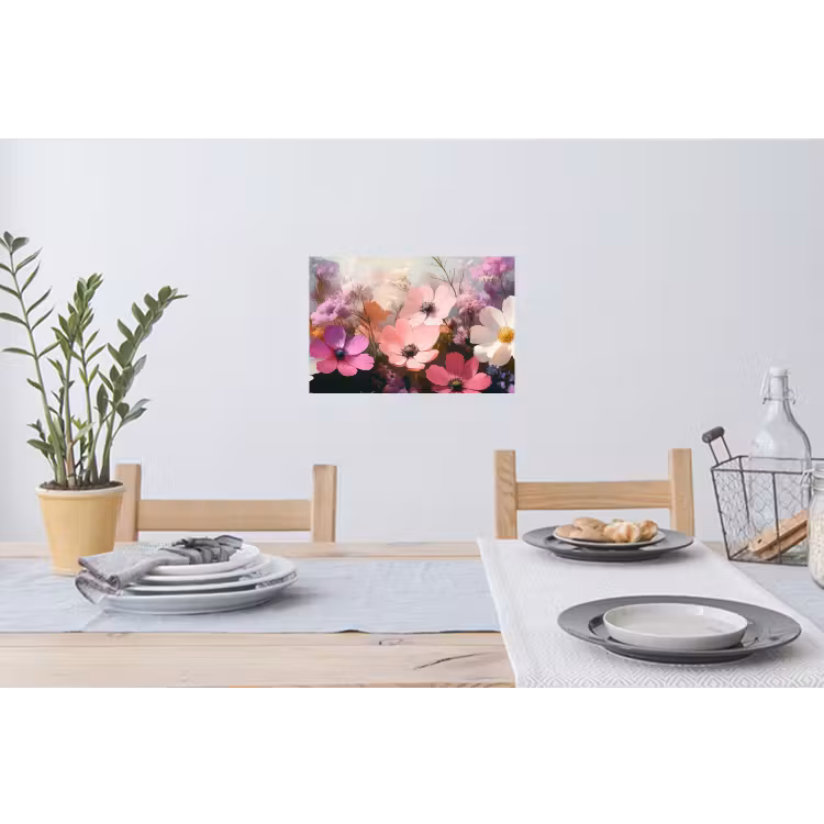 Bloemen - Kleurrijk - Bloei Muursticker klein -eettafel