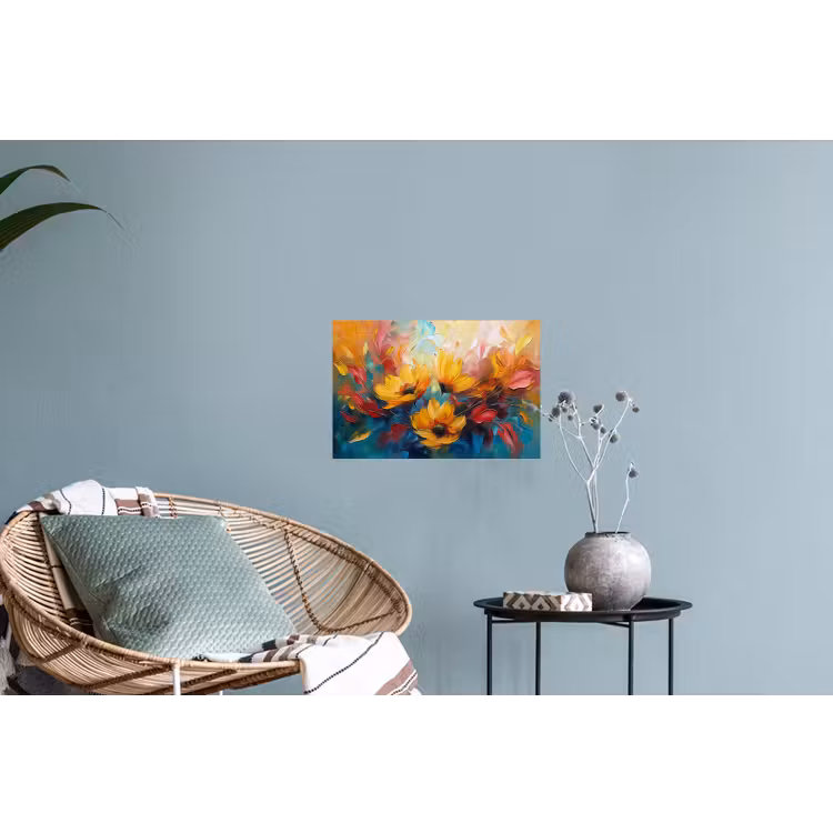 Bloemen - Dahlia - Kunst - Oranje - Watercolor Muursticker klein -plant