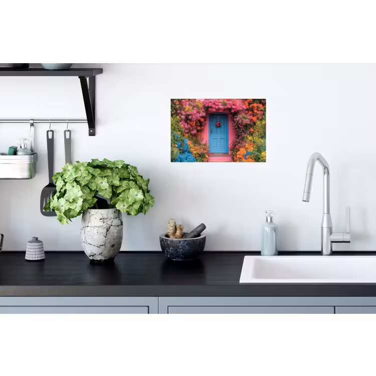 Bloemen - Deur - Roze Muursticker klein -keuken