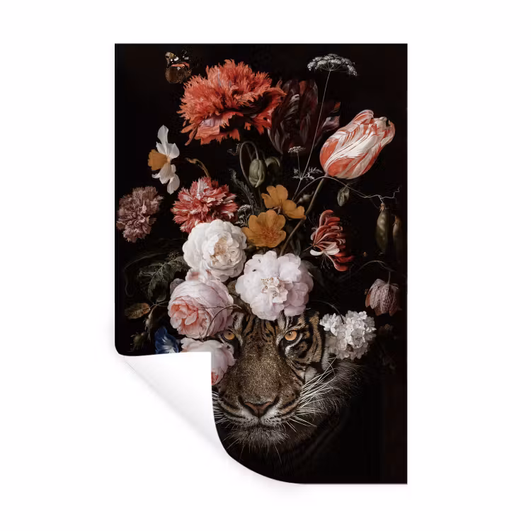 Bloemen - Jan Davidsz de Heem - Tijger - Schilderij - Stilleven - Oude meesters Muursticker klein -3d