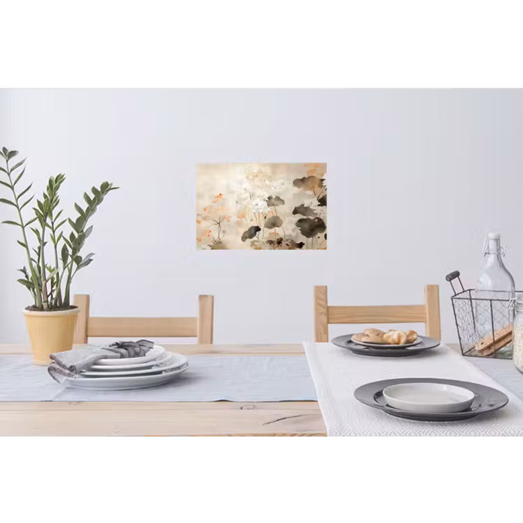 Bloemen - Japandi - Wabi sabi Muursticker klein -eettafel