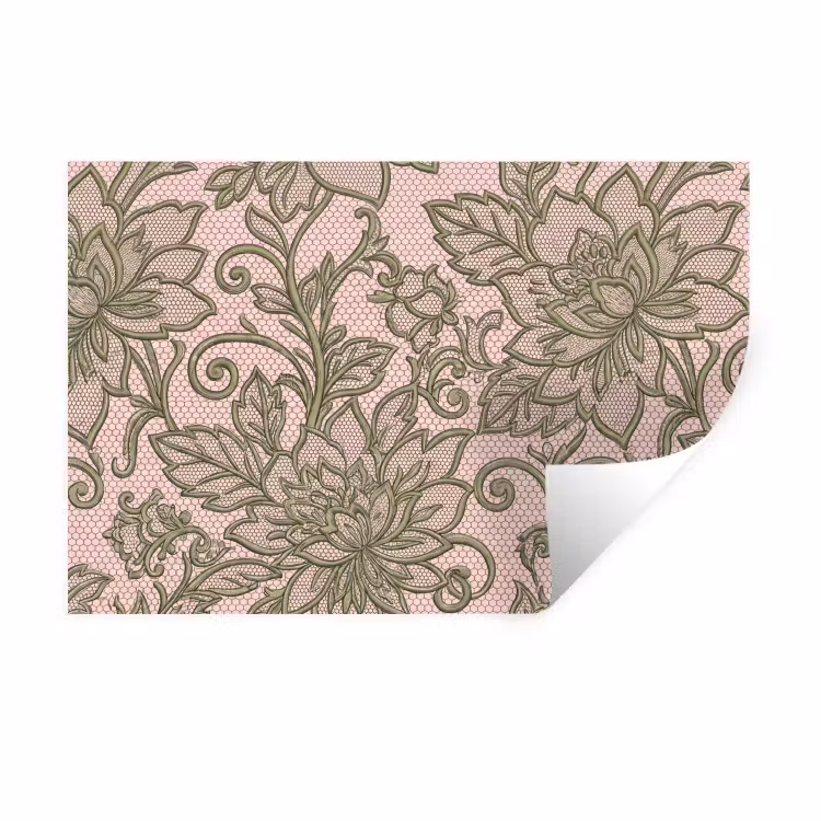 Bloemen - Kant - Patroon - Klassiek - Groen Muursticker klein -3d