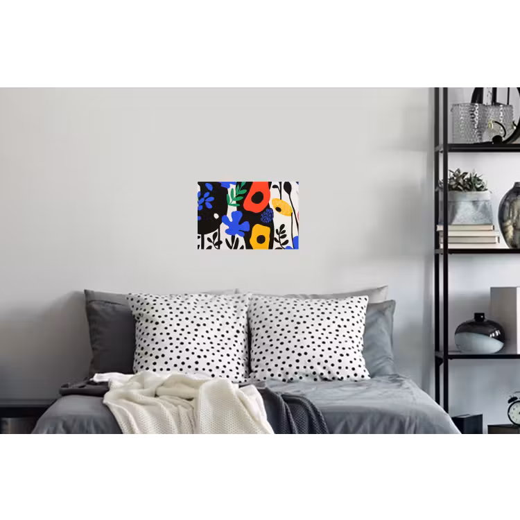 Bloemen - Bladeren - Abstract - Zwart Muursticker klein -slaapkamer