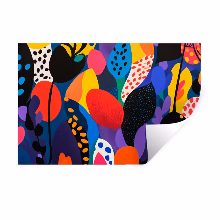 Bloemen - Bladeren - Abstract - Rood Muursticker klein -3d