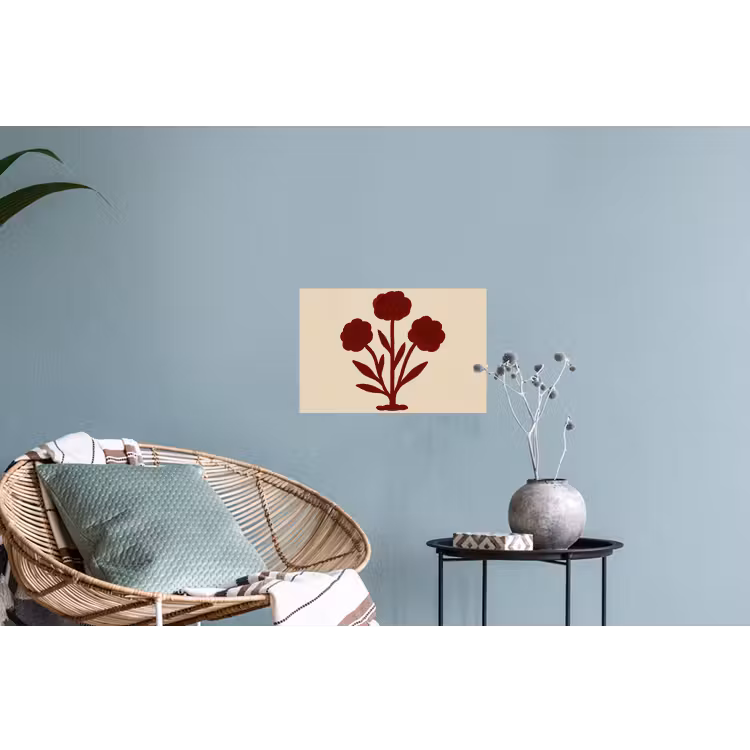 Bloemen - Bladeren - Rood - Minimalistisch Muursticker klein -plant