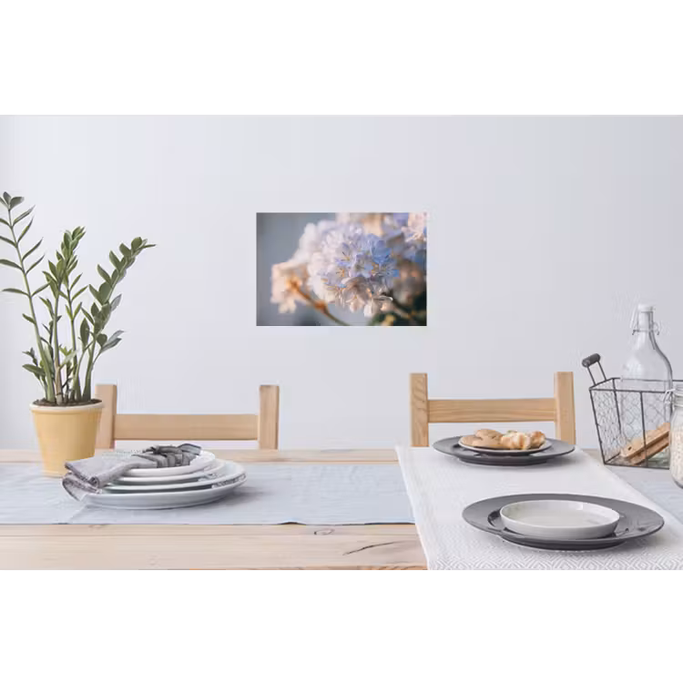 Bloemen - Lichtblauw - Wazig - Trosje Muursticker klein -eettafel